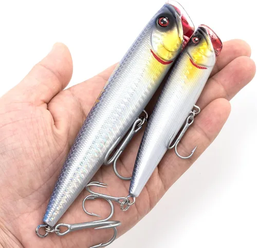 Miniatura 7 de Dr.Fish Popper - Señuelos de pesca de agua salada, 4/5.5 pulgadas GT Popper VMC anzuelos agudos señuelos de pesca para lubina, lucio, salmón en alta