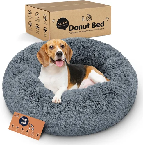 Miniatura 24 de Cama para perros con forma de dona, comodidad prémium para aliviar la ansiedad, diseño esponjoso y calmante con soporte ultra afelpado, acogedora