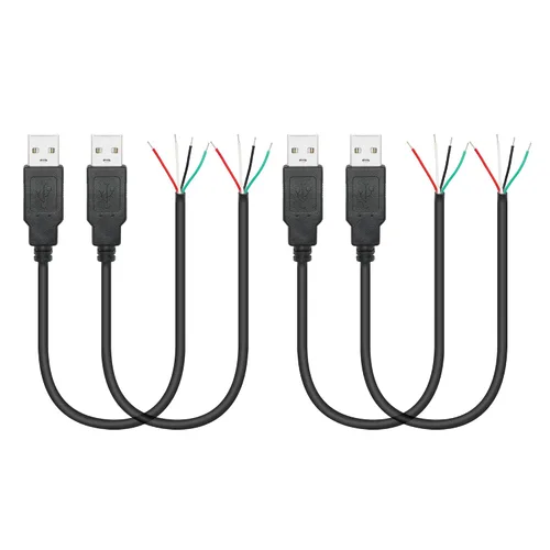Miniatura 7 de Cable corto USB A macho de 4 pines de 11 pulgadas, USB 5V/2A de 4 pines, cable de alimentación y datos de extremo abierto, para equipo USB instalado