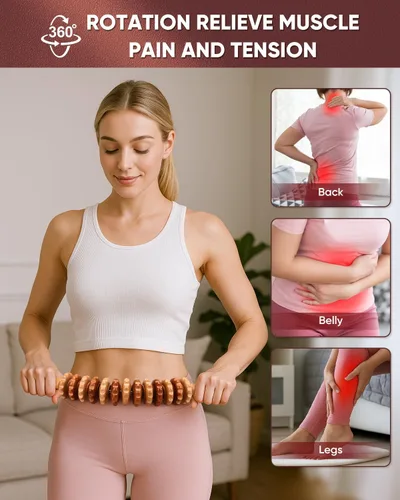 Miniatura 4 de ONUEMP Herramientas de masaje de terapia de madera, masajeador de muslos y barra de rodillo muscular, kit de Maderoterapia Colombiana para drenaje