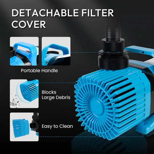 Miniatura 3 de Bomba de agua sumergible de 4000 GPH: bomba de estanque ultra silenciosa de 350 W, elevación máxima de 21 pies, ideal para estanques, cascadas