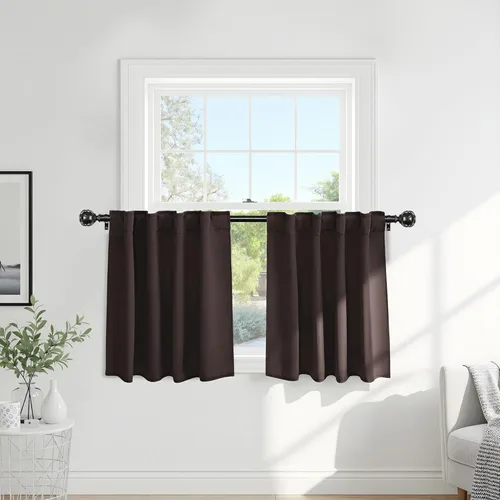 Miniatura 28 de PONY DANCE Cortinas cortas con aislamiento térmico para ventana pequeña, para guardería, baño, cocina, lavandería, caravana, sótano, 29 pulgadas