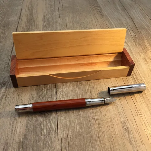 Miniatura 3 de LACHIEVA LUX Pluma estilográfica de palisandro, punta fina alemana, flujo de tinta suave, caja de regalo de madera con convertidor y 2 cartuchos
