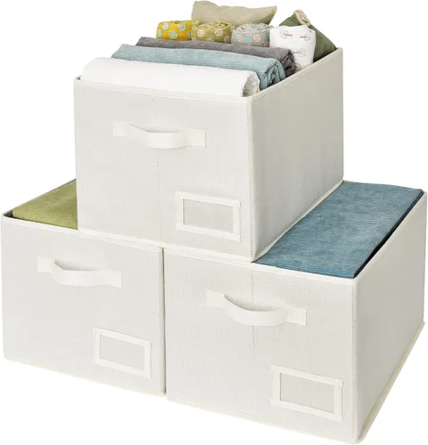 Miniatura 14 de GRANNY SAYS Contenedores de tela para almacenamiento, contenedores de armario para estantes, canasta de almacenamiento con asas, cajas de Gris ceniza