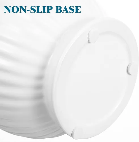 Miniatura 7 de Yardwe Jarrón de cerámica con diseño de rayas blancas de porcelana de 7 pulgadas para decoración de mesa de boda en casa, oficina, contenedor