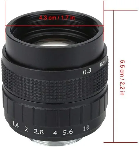 Miniatura 8 de Lente de CCTV para montaje C, lente de TV de circuito cerrado de 1.969 in f/1.4, lentes focales fijas manuales, accesorio para cámara de fotografía