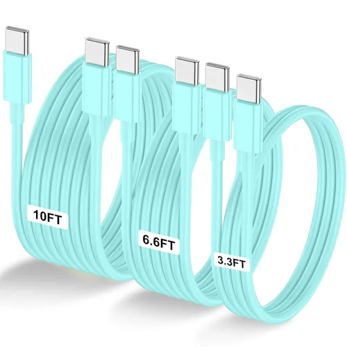 Miniatura 37 de Paquete de 2 cables USB C a USB C de 10 pies y 60 W, cable tipo C a tipo C, cable de carga rápida para iPhone Air 17 16e 16 15 Pro Plus Pro Max
