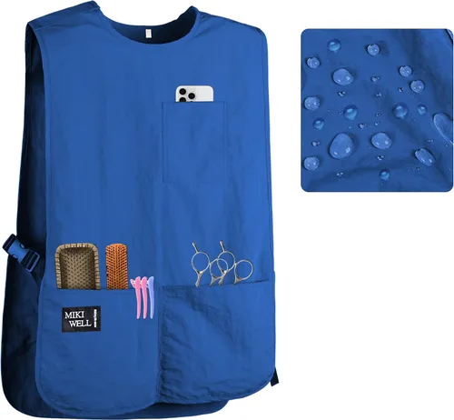 Miniatura 16 de Delantal impermeable unisex de trabajo con 4 bolsillos, delantal tipo faja, ultraligero, para chef y camarero, overol de trabajo Negro