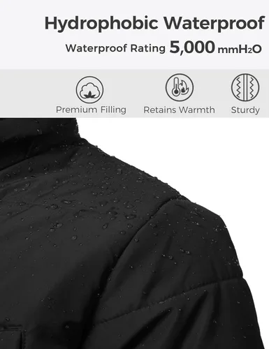 Miniatura 6 de Wantdo - Chaqueta acolchada impermeable para hombre, con capucha, de invierno