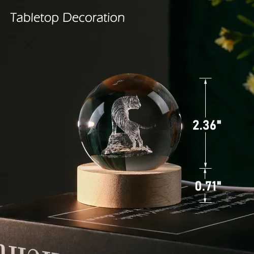 Miniatura 3 de Esfera de cristal 3D con figuras de tigre en bola de cristal de 60 mm. Decoración de tigre blanco coleccionable, esfera de nieve, regalo de esfera
