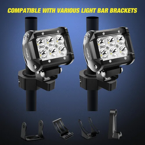 Miniatura 5 de Nilight 90023D - Paquete de 4 soportes de montaje estándar de 4 piezas, luz LED, barra vertical, abrazadera de tubo de barra vertical, soporte