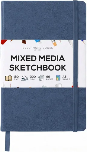 Miniatura 11 de Beechmore Books Cuaderno de bocetos A5 – 14,7x21 cm Cuaderno de bocetos de tapa dura premium de cuero vegano, 96 páginas perforadas de 300 g/m²