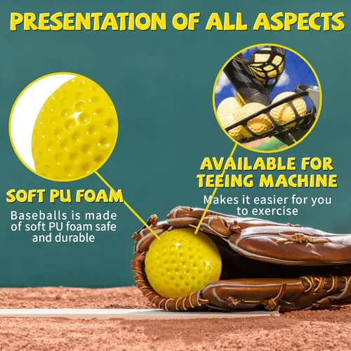 Miniatura 4 de Paquete de 24 cubos de pelotas de béisbol con hoyuelos para máquina de lanzar – Pelotas de práctica para golpear y disparar, pelotas de béisbol