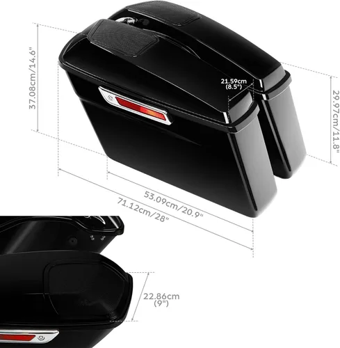 Miniatura 6 de TCMT Alforjas duras de 6 x 9 pulgadas, tapas y forros para bocina, inserto de alfombra para Harley 2014-2024 Touring Road King Road Glide Street