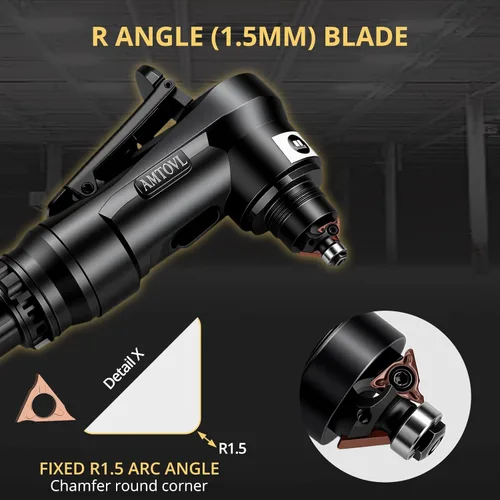 Miniatura 3 de AMTOVL 10 cabezales de corte triangulares en ángulo R para máquina de biselado neumática, insertos de torneado de carburo para mini chaflán de aire