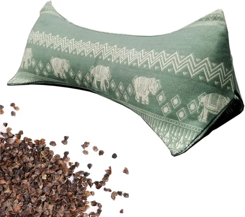 Miniatura 10 de Almohadas de trigo sarraceno para dormir, almohada de trigo sarraceno, almohada cervical lumbar, almohada redonda terapéutica para durmientes, dolor