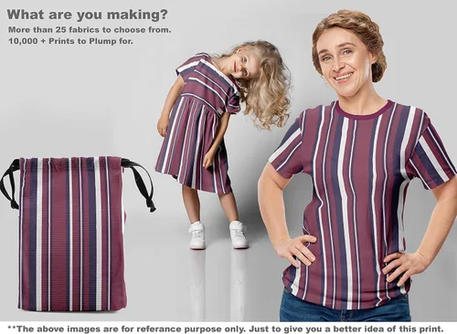 Miniatura 6 de oneOone Tela de algodón Flex Dark Magenta Rayas Tela de costura por yarda Impreso Ropa DIY Suministros de costura 40 pulgadas de ancho-GQ
