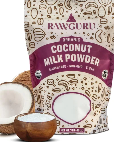 Miniatura 12 de RawGuru Leche de coco orgánica en polvo, vegana y rica en nutrientes con hierro y potasio, leche orgánica rica y cremosa para beber o hornear, 16