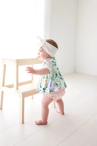 Miniatura 3 de Posh Peanut Conjunto básico de manga corta con peplum top y Bloomer - Conjunto de volantes Bummie - Viscosa suave de bambú