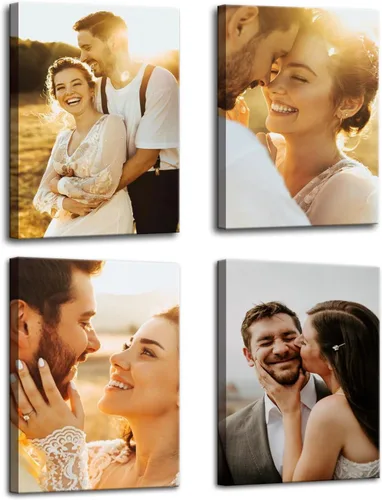 Miniatura 11 de ZHIYYHAO Impresiones en lienzo personalizadas con tus fotos, juego de 2 fotos enmarcadas de 16 x 24 pulgadas, retrato familiar personalizado para 2