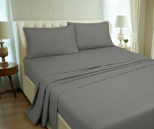 Miniatura 5 de ROYALE LINENS Juego de sábanas de 3 piezas individual XL, microfibra suave cepillada de 1800, 1 sábana bajera, 1 sábana encimera, 1 funda de Stripe