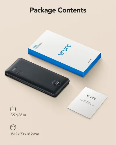 Miniatura 7 de Cargador portátil, banco de energía integrado y enchufe de pared de CA, banco portátil VRURC USB C de 10000 mAh, cargador de teléfono esencial