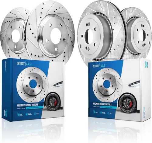 Miniatura 26 de Detroit Axle - Rotores de freno para Toyota Avalon 2020-2021 Camry 2020-2024, repuesto de rotores de freno de disco perforados y ranurados: rotor