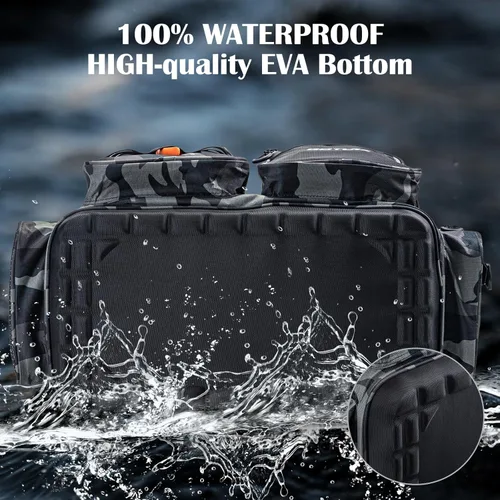 Miniatura 5 de Goture Bolsa Grande para Aparejos, Almacena Hasta 8PCS 3700 Plus 4PCS 3600 Bandejas para Aparejos (No Incluidas), Bolsa de Pesca Grande Resistente