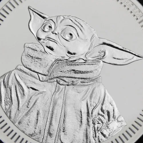 Miniatura 5 de Moneda Niue Silver Star Wars Mandalorian Baby Yoda Grogu 2023-1 oz de The New Zealand Mint Brilliant Uncirculated con certificado de autenticidad $2