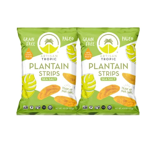 Miniatura 12 de ARTISAN TROPIC Tiras de plátano con sal marina, paquete de 8, 2 onzas, vegano, paleo y sin gluten, bolsas individuales, aperitivos saludables