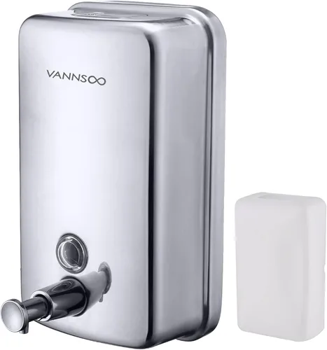 Miniatura 7 de Dispensador de jabón comercial de acero inoxidable con montaje en pared, manual, bomba líquida a prueba de óxido y sin fugas para baño