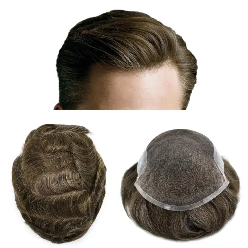 Miniatura 69 de Toupee Hairpiece for Men Real Human Hair Replacement Systems for Men Swiss Lace Front Bleached Knot Natural Hairline Hair Pieces for Men6*8''-100%