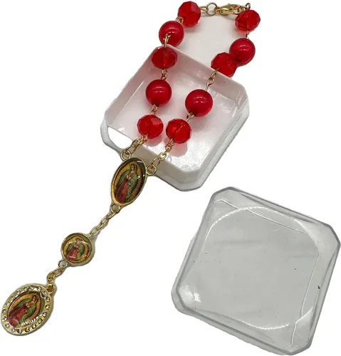 Miniatura 8 de Nuestra Señora Guadalupe Virgen María Centro de mesa Bautismo Recuerdos de Bautizo Rosario Pulsera Recuerdos Fiesta de Recuerdos - 12 Piezas