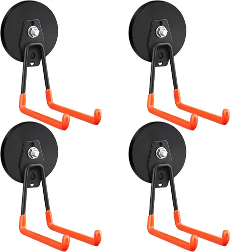 Miniatura 9 de Paquete de 2 ganchos magnéticos grandes y fuertes para colgar resistentes, 3.5 pulgadas, imanes de neodimio, ganchos de almacenamiento de imanes
