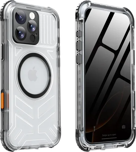 Miniatura 22 de Funda impermeable para iPhone 15 con Magsafe, protector de pantalla, cordón, IP68 militar de cuerpo completo a prueba de golpes, para deportes
