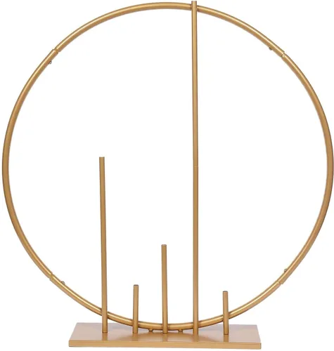 Miniatura 7 de Efavormart Aro Floral Redondo de Metal Dorado de 24" para Centro de Mesa de Boda con Pilares, Marco de Arco de Globo Autoportante
