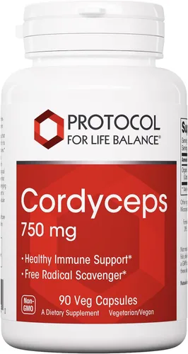 Protocol Cordyceps 750mg - Apoyo inmunológico* - Cápsulas de hongos Cordyceps para la salud vascular* - Sin OMG - 90 cápsulas vegetales