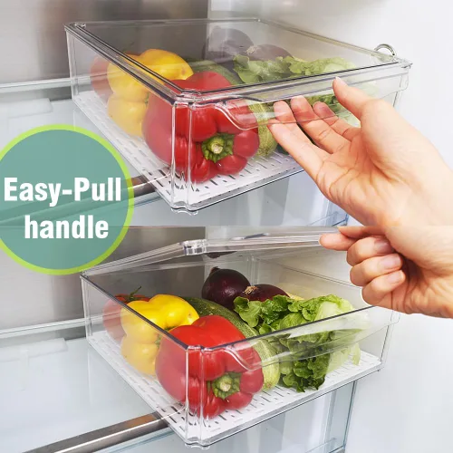 Miniatura 3 de Contenedores organizadores apilables para refrigerador con tapas, organizadores y contenedores de almacenamiento, contenedores de plástico sin BPA