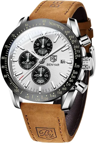 Miniatura 16 de BENYAR Reloj analógico de cuarzo cronógrafo impermeable luminoso de diseñador para hombre, reloj de pulsera para hombre, para negocios, trabajo
