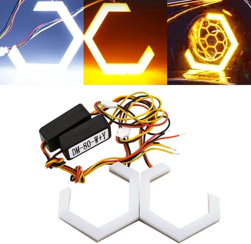 Miniatura 8 de Qasim Hexagon Ojos de Ángel 70MM RGB APP Control Anillos de Halo Luz de Retroceso para Coche Moto Accesorios de Decoración DRL Luz de Conducción