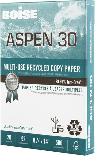 Miniatura 6 de Boise® ASPEN® 30 Impresora multiuso y papel de copia, blanco, legal (8.5 x 14 pulgadas), 5000 hojas por caja, 20 libras, 92 de brillo