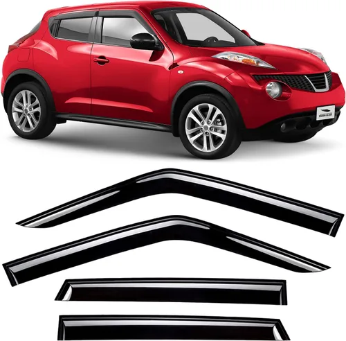 Voron Glass - Protectores de lluvia con cinta adhesiva extra duraderos para Nissan Juke 2011-2017, deflectores de ventana, viseras de ventilación, 4