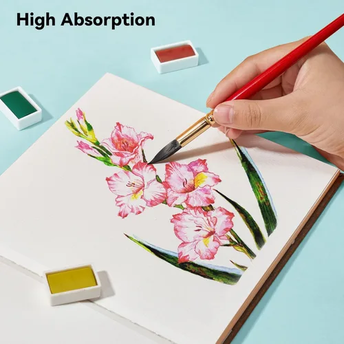Miniatura 4 de Arrtx Cuaderno de bocetos cuadrado de papel de acuarela, 7.09 x 7.09 pulgadas, 140 libras, 300 GSM, papel 100% algodón, prensa en frío, 24 hojas