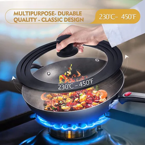 Miniatura 5 de Ydeapi Paquete de 2 tapas universales: tapas de silicona para ollas y sartenes, se adapta a utensilios de cocina de 7.5, 8.5, 9.5 y 10, 11 y 12