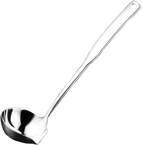 Cucharón luminoso para sopa con boquilla de vertido, acero inoxidable 18/8 de alta calidad, cucharón de 12 pulgadas para servir, cocinar, enlatar,