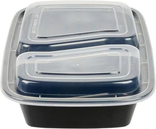 Miniatura 14 de Asporto - Cajas para llevar con compartimentos de 32 onzas, 50 recipientes para preparar comidas para microondas, 2 compartimentos, con tapas