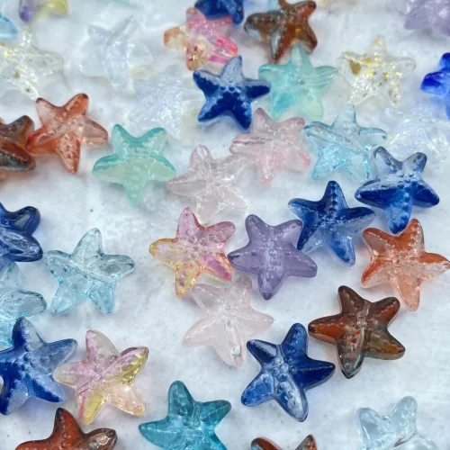 Miniatura 5 de 60 cuentas de cristal de estrella de mar para hacer joyas, cuentas espaciadoras de vidrio de estrella de mar para aretes, pulseras, collares