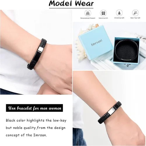 Miniatura 3 de Imrsanl Pulsera de urna de cremación para cenizas para mujeres y hombres, pulsera de urna de cuero trenzado conmemorativo para cenizas humanas