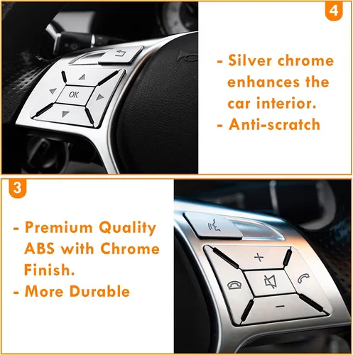 Miniatura 5 de Moonlinks Adhesivo decorativo para botón de volante compatible con Mercedes A B C E M G SL GL GLA CLA GLK SLK GLS Class, accesorios interiores