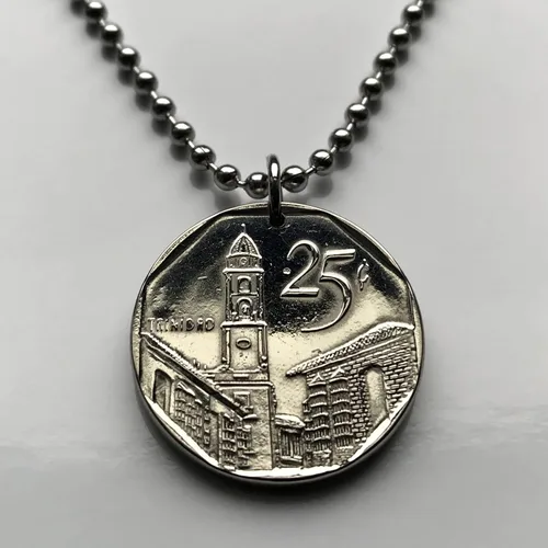 Miniatura 2 de 2008 Cuba 25 Centavo coin pendant Trinidad Sancti Spiritus Church of San Francisco de Asis Havana Camagüey Holguín Santa Clara Guantánamo Baracoa